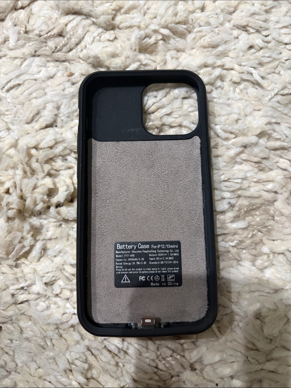 Battery Case for iPhone 12/13 Mini - Black with Gray Interior